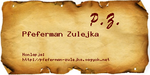 Pfeferman Zulejka névjegykártya